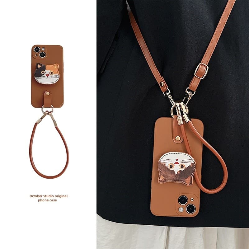 Samsung s24ultra capa de telefone s24 + cordão s23ultra alça Crossbody s23 + outono inverno s24 dez s22 suporte de gato