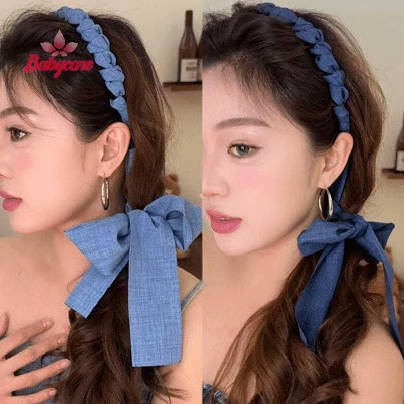 Fita de Denim ~ Nova Faixa de Cabelo de Verão com Nó Torcido Estilo Doce para Meninas, Novo Estilo