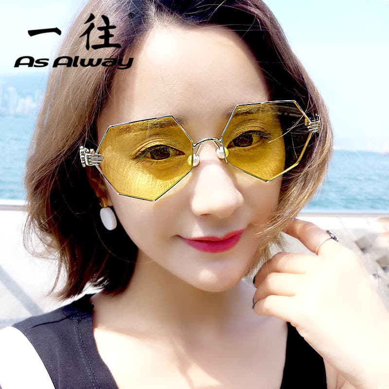 2026 estrela estilo óculos de sol senhoras rosto redondo moda personalidade na moda amarelo óculos de sol na moda óculos
