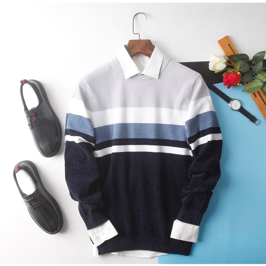 HL23141 série mar masculino listrado manga comprida malhas camisola camisola Chenille confortável moda pulôver outono in