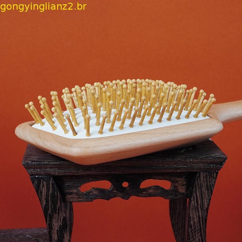Almofada de ar de bambu pente massagem pente cabeleireiro estilo pente de madeira maciça Anti-grande placa pente de cabe