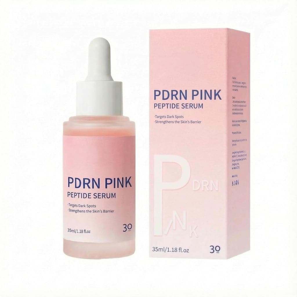 Sérum de Peptídeos Rosa PDRN da Grospe - Ampola Facial Hidratante com Colágeno de DNA de Salmão e Niacinamida para Brilh