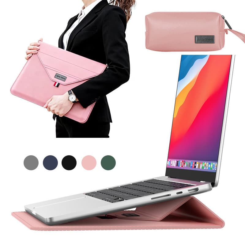 Mochila para notebook de alta qualidade, couro, 13 a 16 polegadas, com suporte e bolsa para carregador