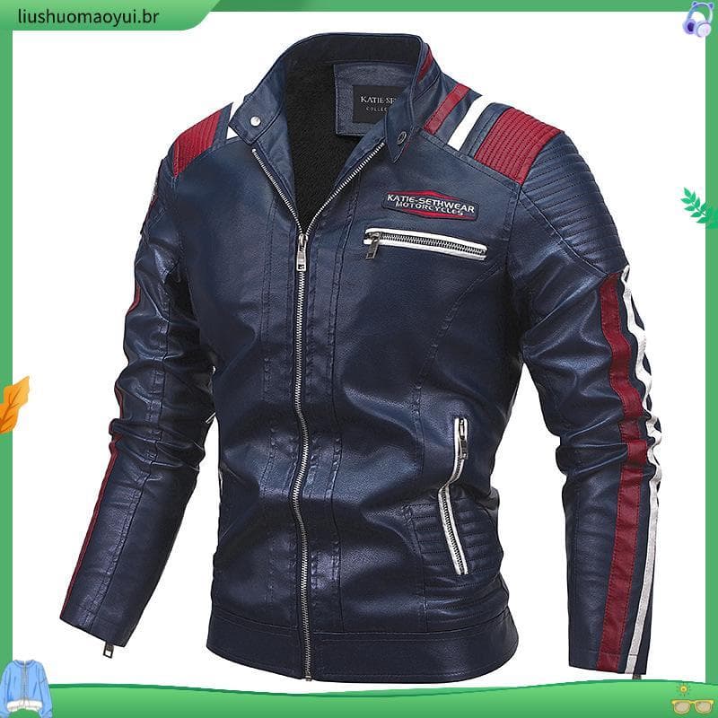 Jaqueta de couro dos homens Novos Homens Pu Jaqueta Roupas Motocicleta Velo Jaqueta De Couro Dos Homens