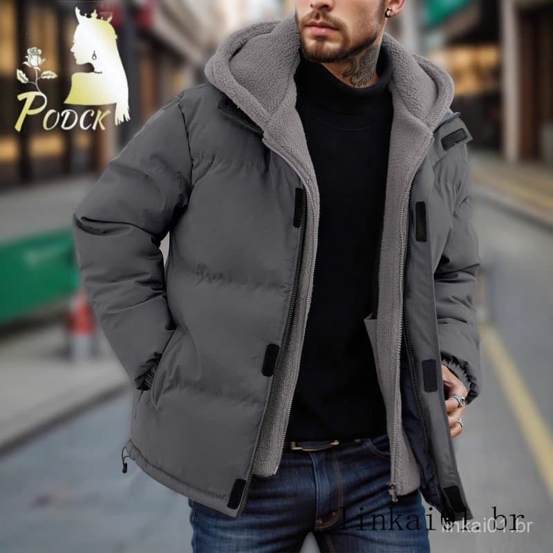 Jaqueta de inverno masculina, casaco acolchoado pesado, esqui masculino, engrossado, à prova de vento, jaqueta de algodã
