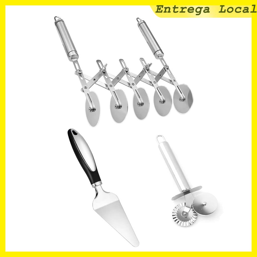 3 Pçs, Cortador de massa ajustável de 5 rodas, cortador de pizza de aço inoxidável, rolo/divisor expansível multiredondo
