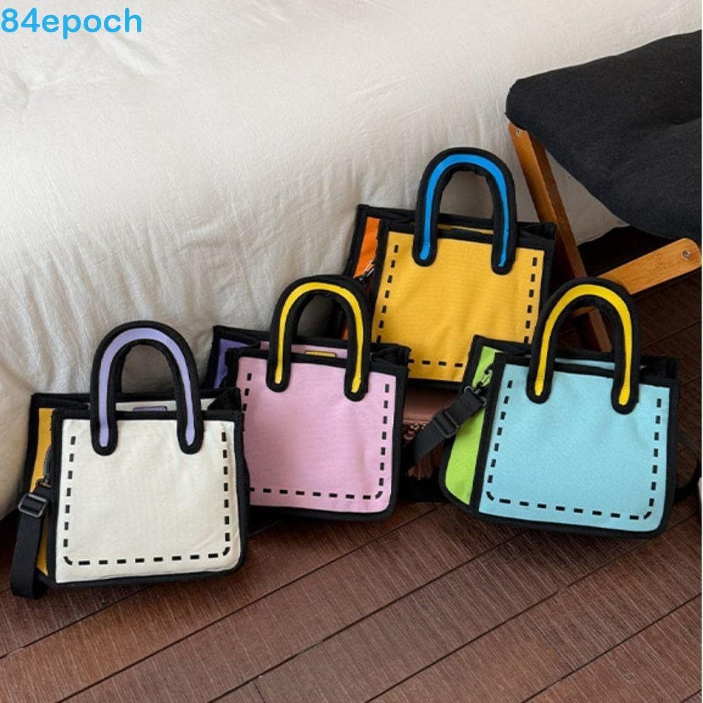 BREPOCH 2D Anime Tote Bag , Nylon Zipper Comic Shoulder Cartoon Bookbag Graffiti Messenger