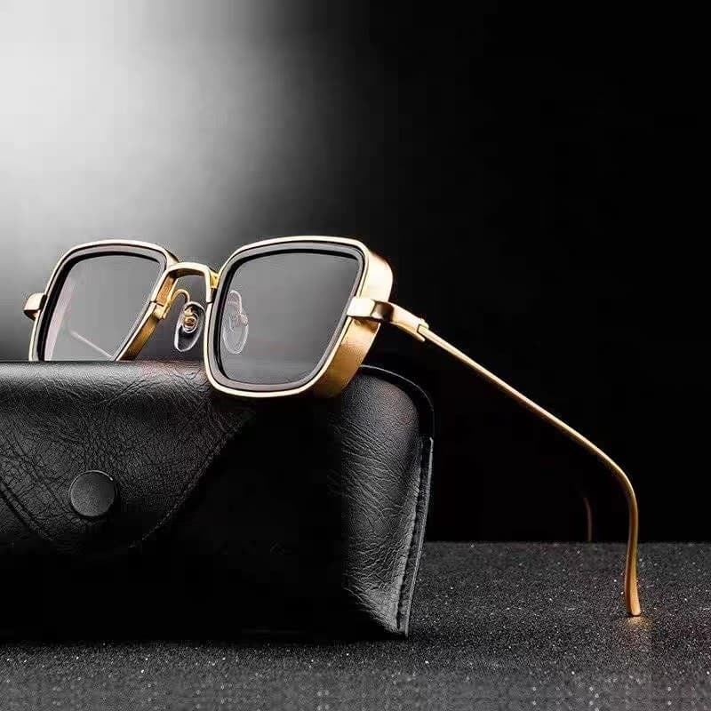 Moda à prova de vento óculos de sol quadrados Retro borda grossa Metal na moda óculos de sol masculino mw43