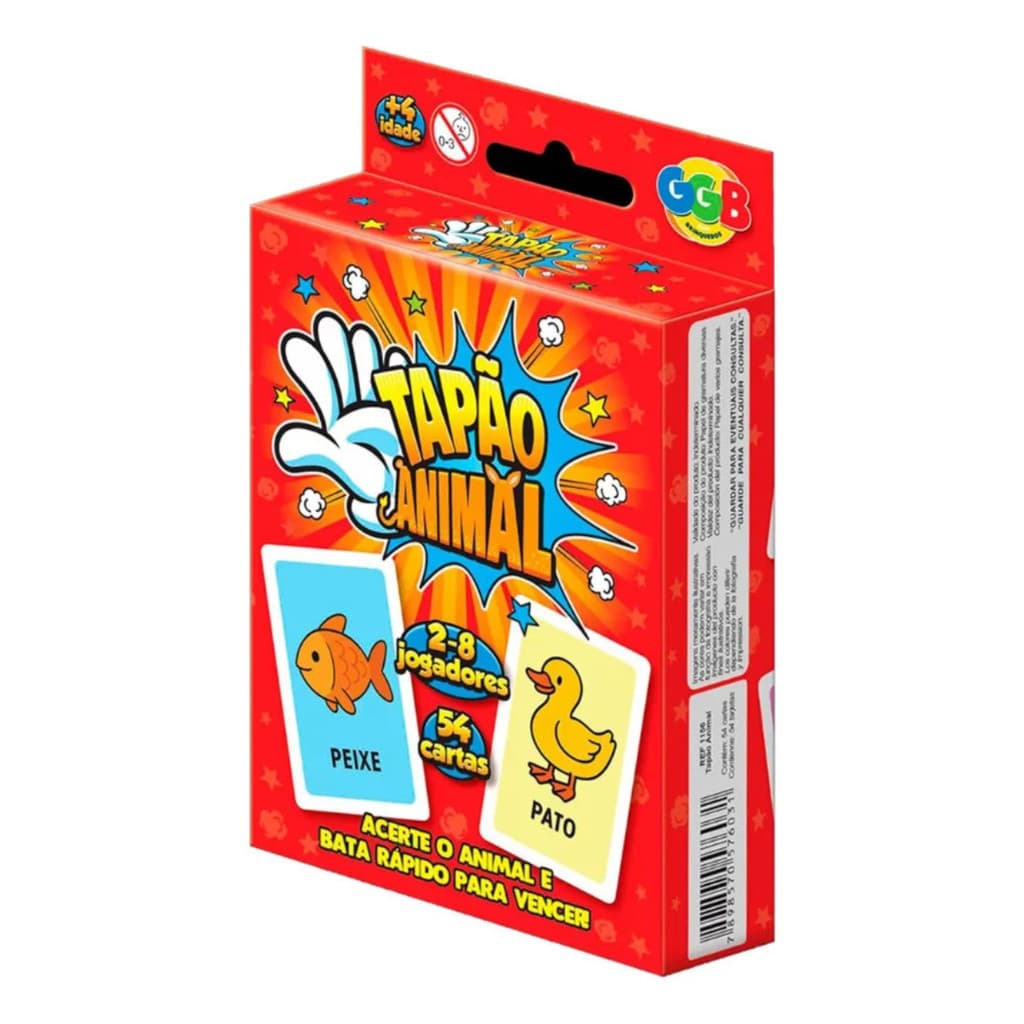 Jogo de Cartas Tapão Animal Cards 54 Cartas Infantil GGB