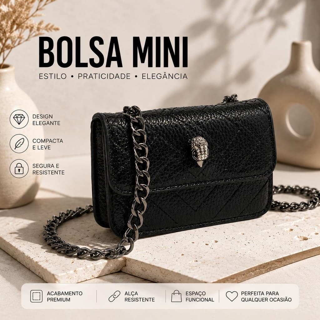 Mini Bolsa Corrente Matelassê - Balada Casual - Feminina - Super Moda Premium - Ideal para Batom Chaves Cartões（CLH15）