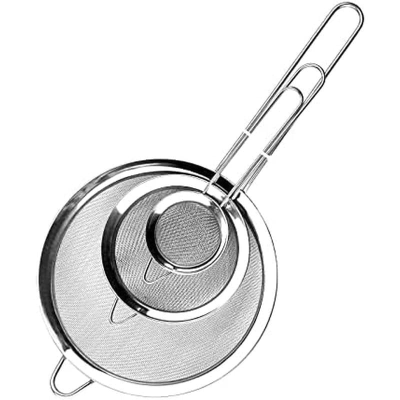 Conjunto Avesteir De 3 Filtros , 19/25/37 cm , Coador De Cozinha , Aço Inoxidável , Metal Polido Malha Fina Com Alça Ref