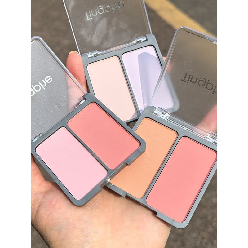 Ins blush de duas cores, disco alto, blush em pó, expansão, cor fosca, alto brilho, superfície iluminadora, paleta de bl