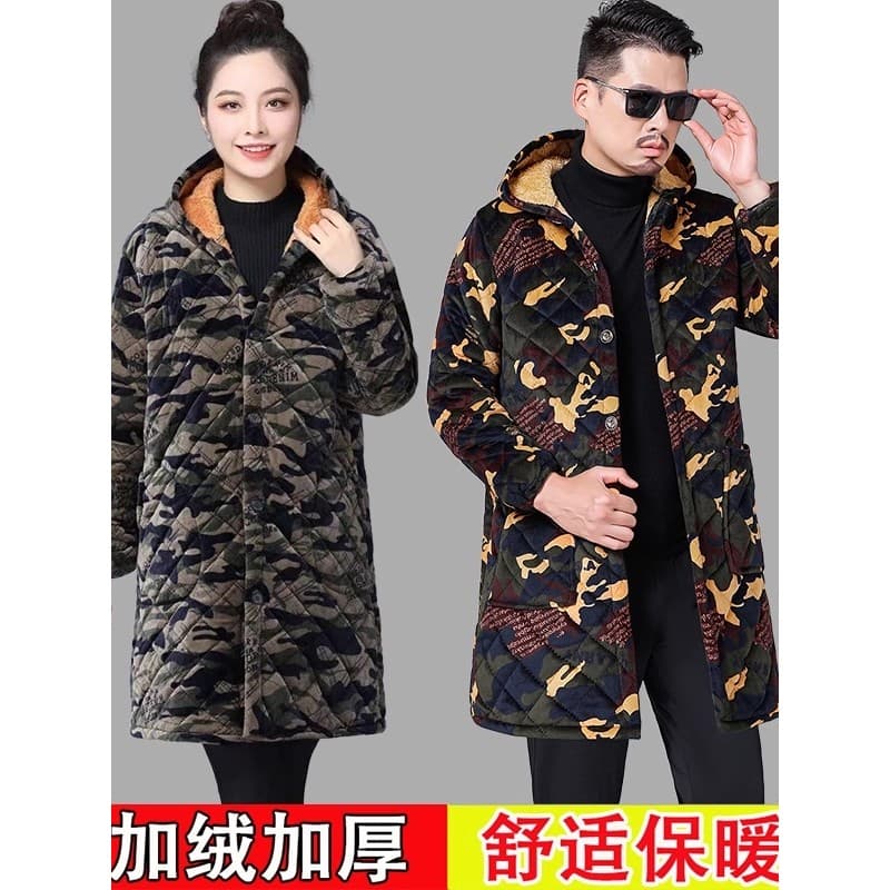 Forro de lã de inverno engrossado macacão masculino feminino mesmo estilo comprimento médio Anti-incrustante resistente