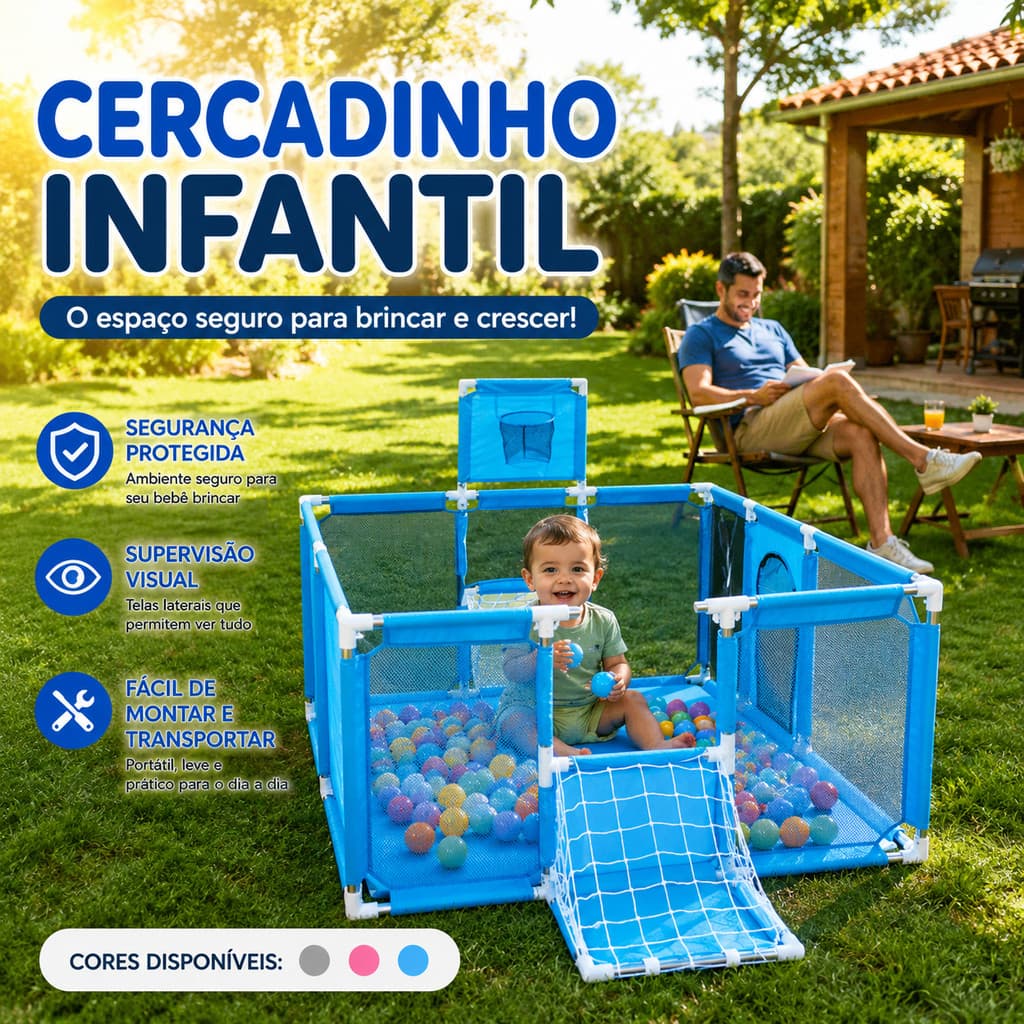 Cercadinho Bebê Chiqueirinho infantil cercado seguro grade proteção grande portátil bebê criança menino menina brincar