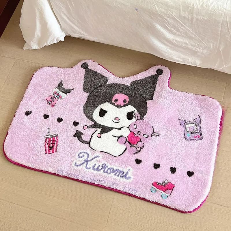 Kuromi tapete de chão bonito dos desenhos animados kuromi tapete doméstico pé macio e confortável entrada absorver água