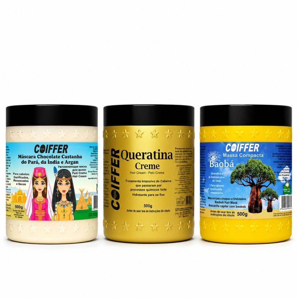 Kit Cronograma Capilar 3 Máscaras 500g Original Coiffer