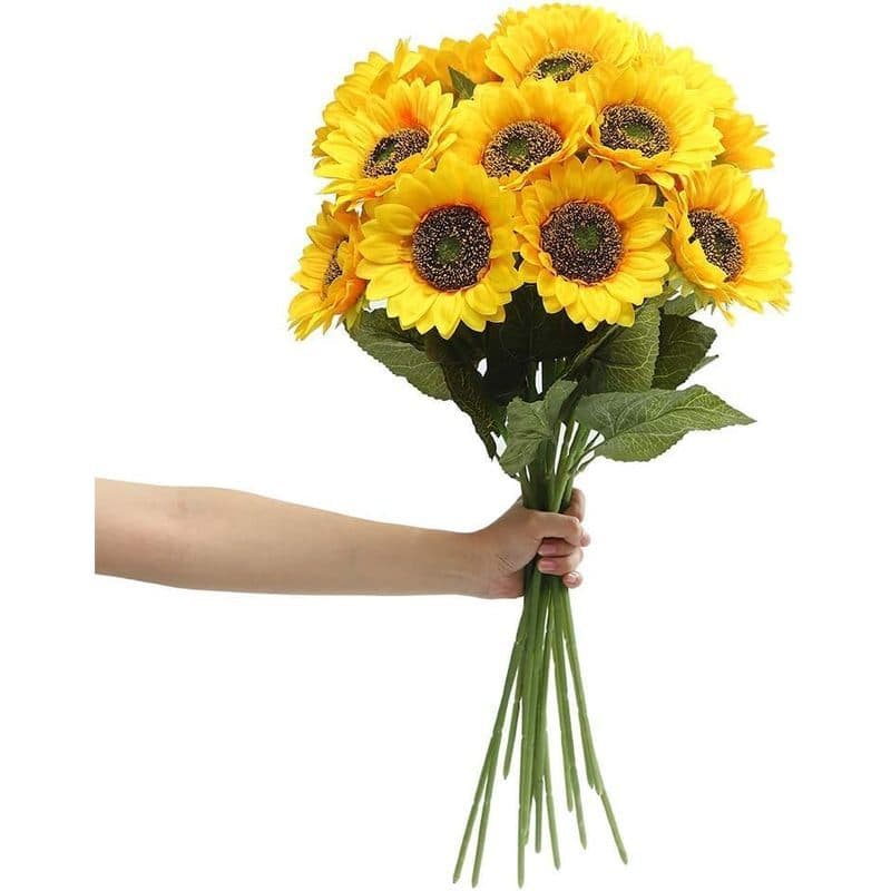 Para Chuveiro De Haste Grande De Seda , Girassóis De Bebê Único , Girassol , Amarelo , Festa Longa , Centro A Granel Ao