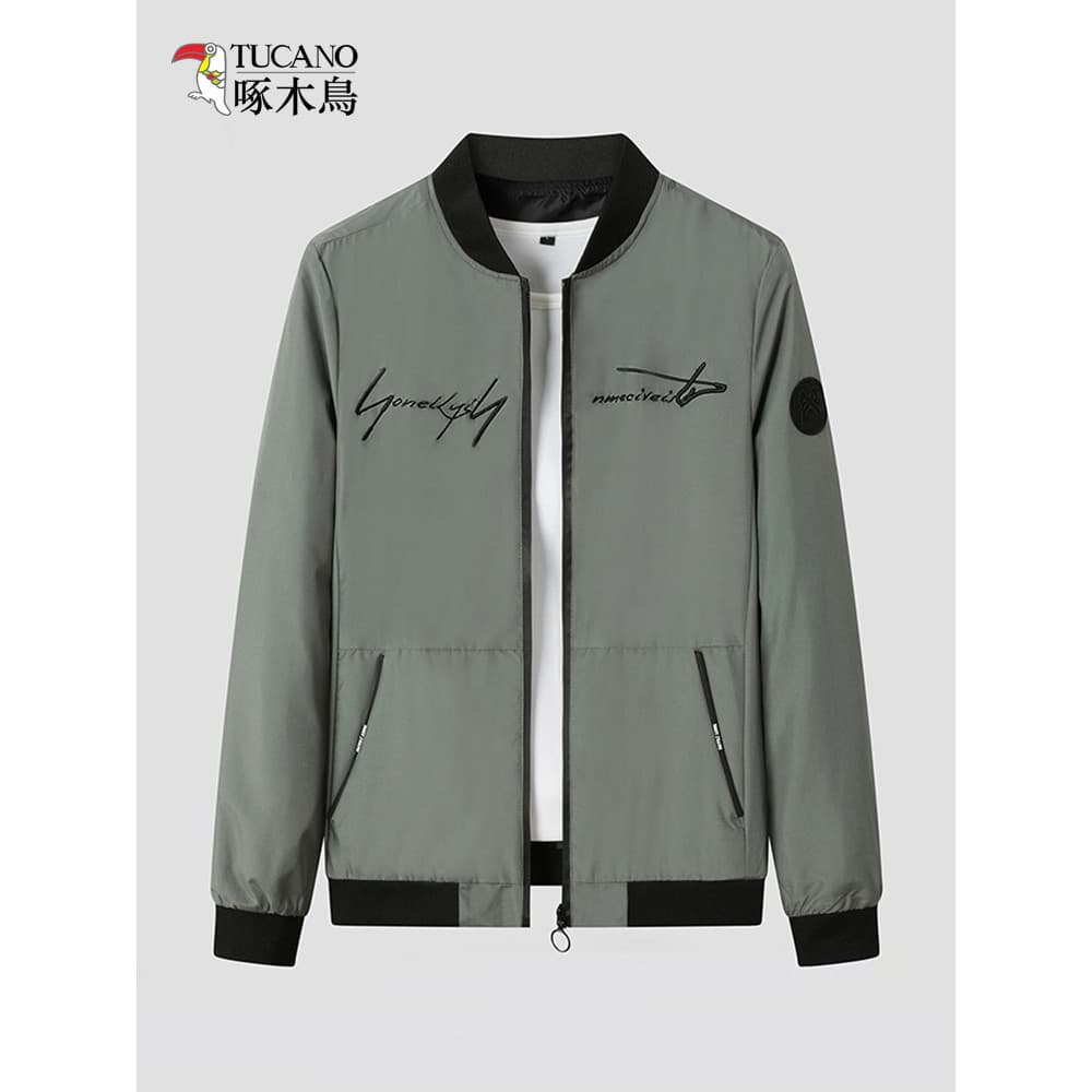 Woodpecker jaqueta masculina primavera outono versão coreana uniforme de beisebol inverno forro de lã bordado Casual esp