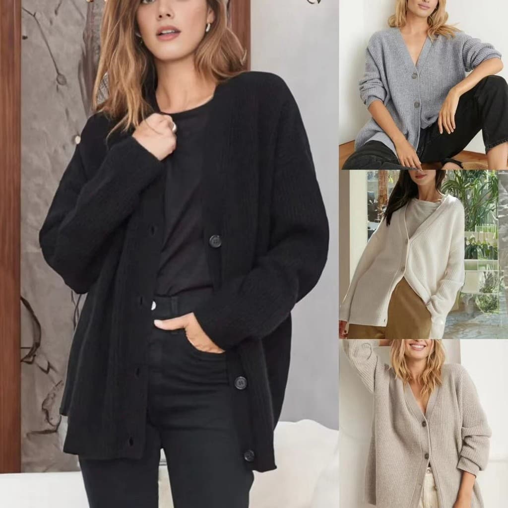 Cross-Border com decote em V mais magro olhar de malha Cardigan feminino 2026 outono novo estilo feminino temperamento c
