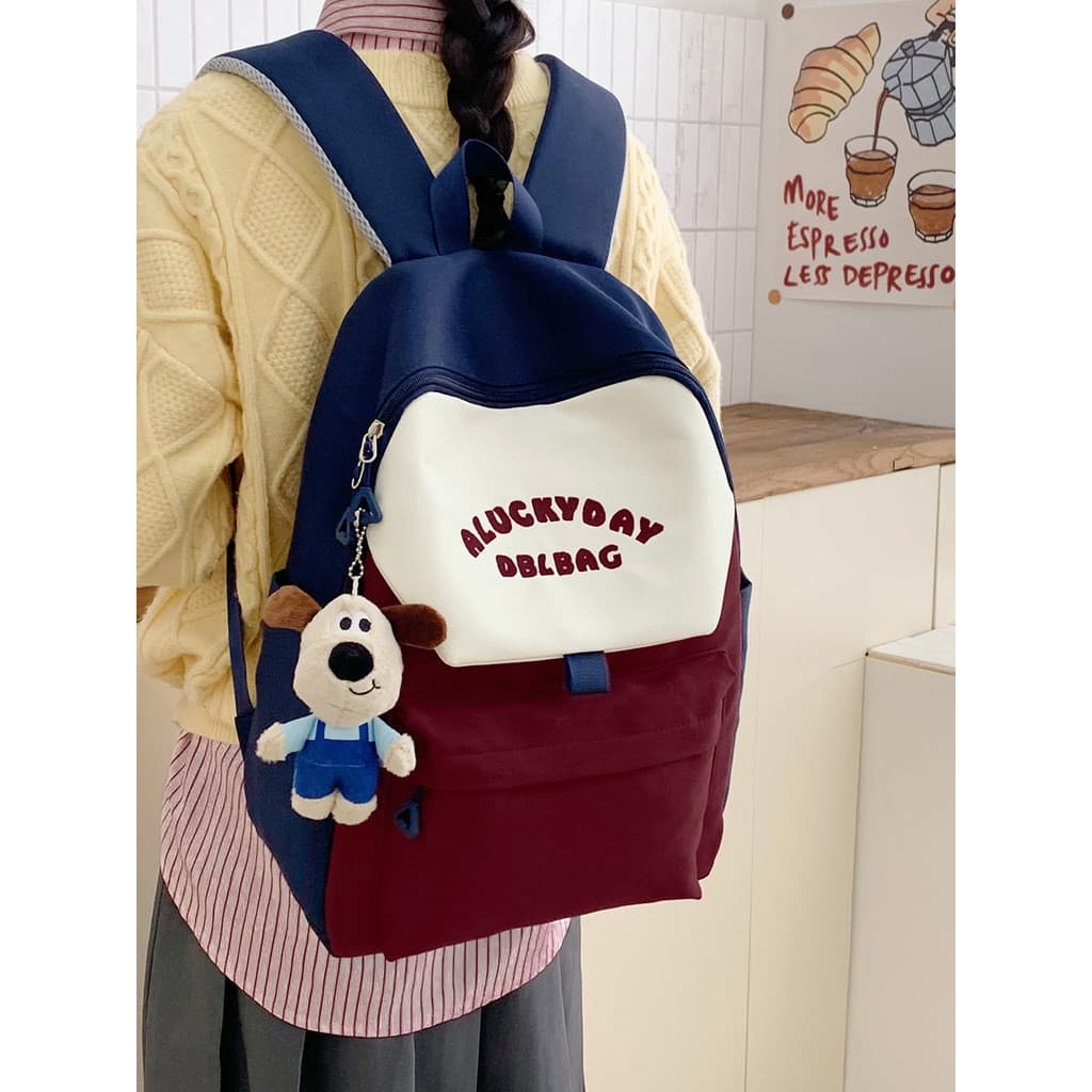 Novo estilo estudantes universitários contraste cor mochila masculina simples saco de escola primária luz All-Match moch