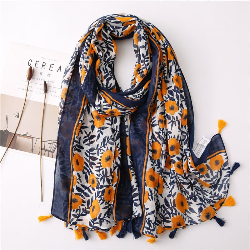 Nova Moda Milhões De Bolinhas Floral Franja Viscose Xale Cachecol Senhora Alta Qualidade Envoltório Bandana Bupandas Muç