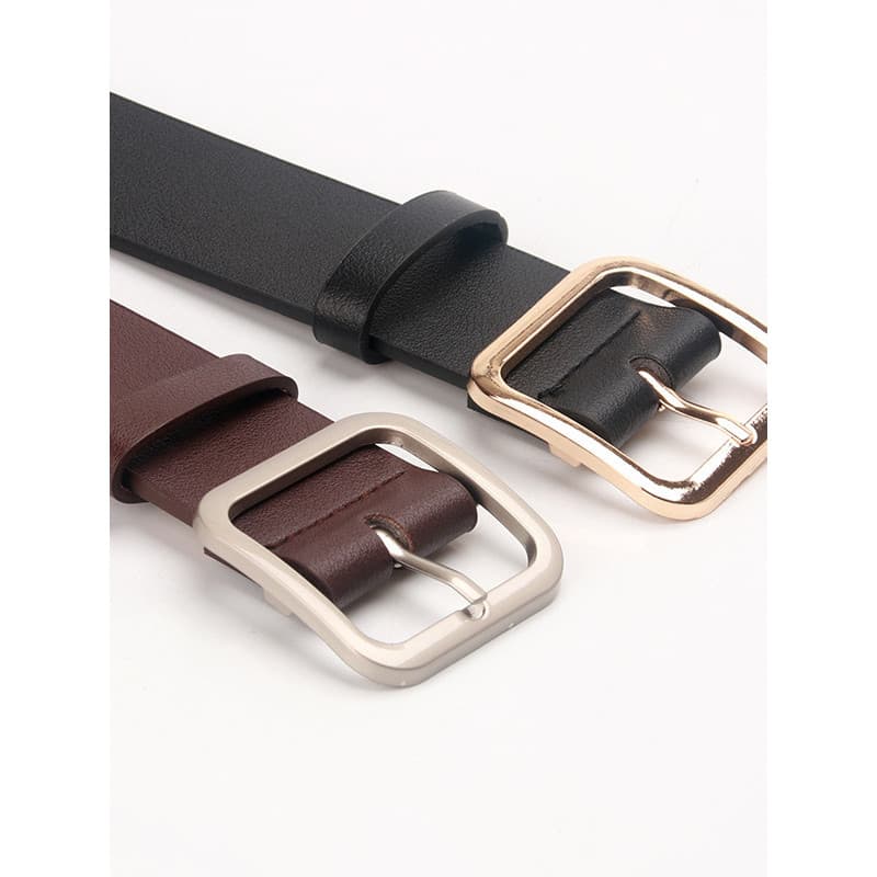 Versão coreana simples fivela quadrada All-Match moda senhoras preto marrom cinto decorativo feminino estudante calças c