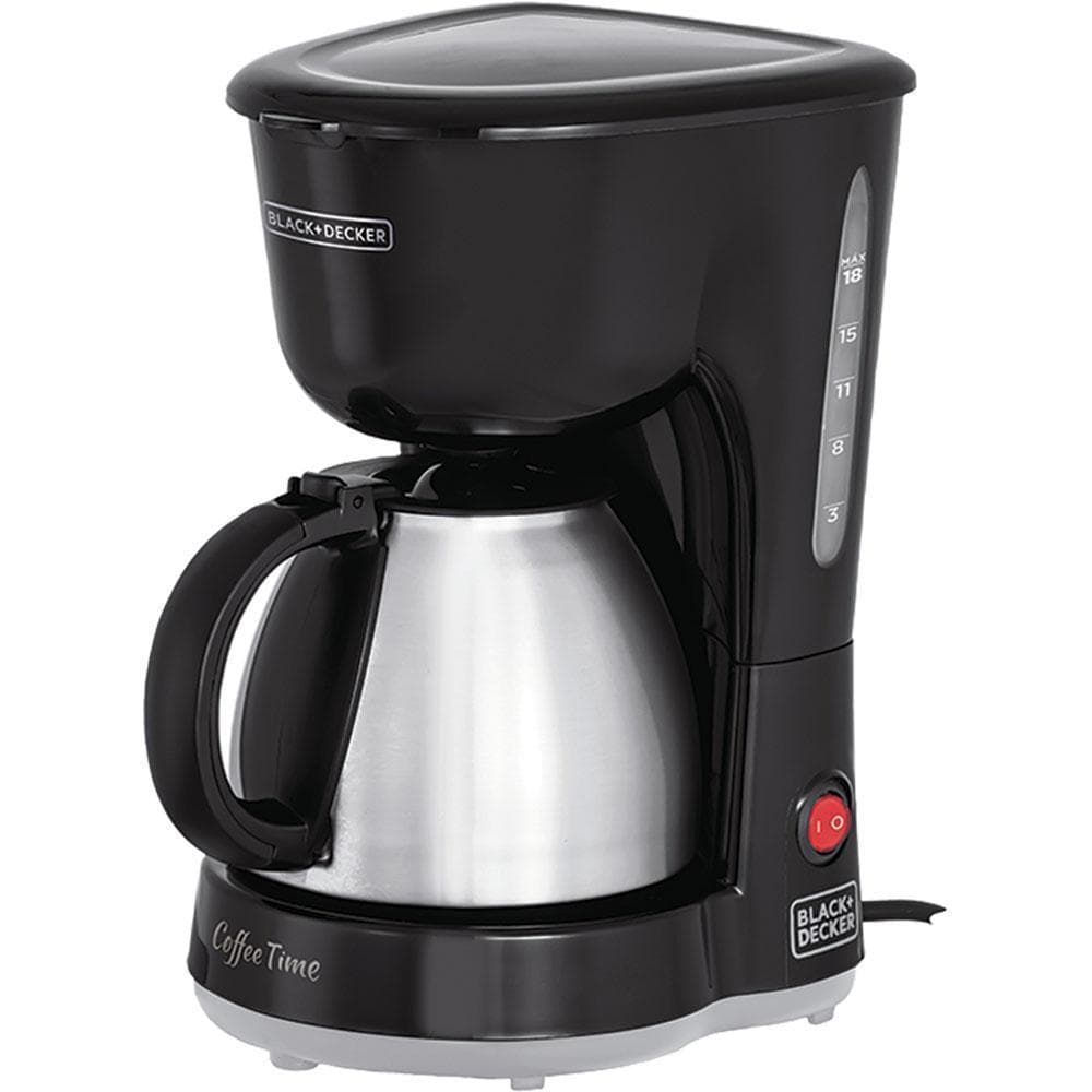 Cafeteira Elétrica 15 Xícaras Black & Decker CM15 com Jarra Inox Preta e Prata 127V