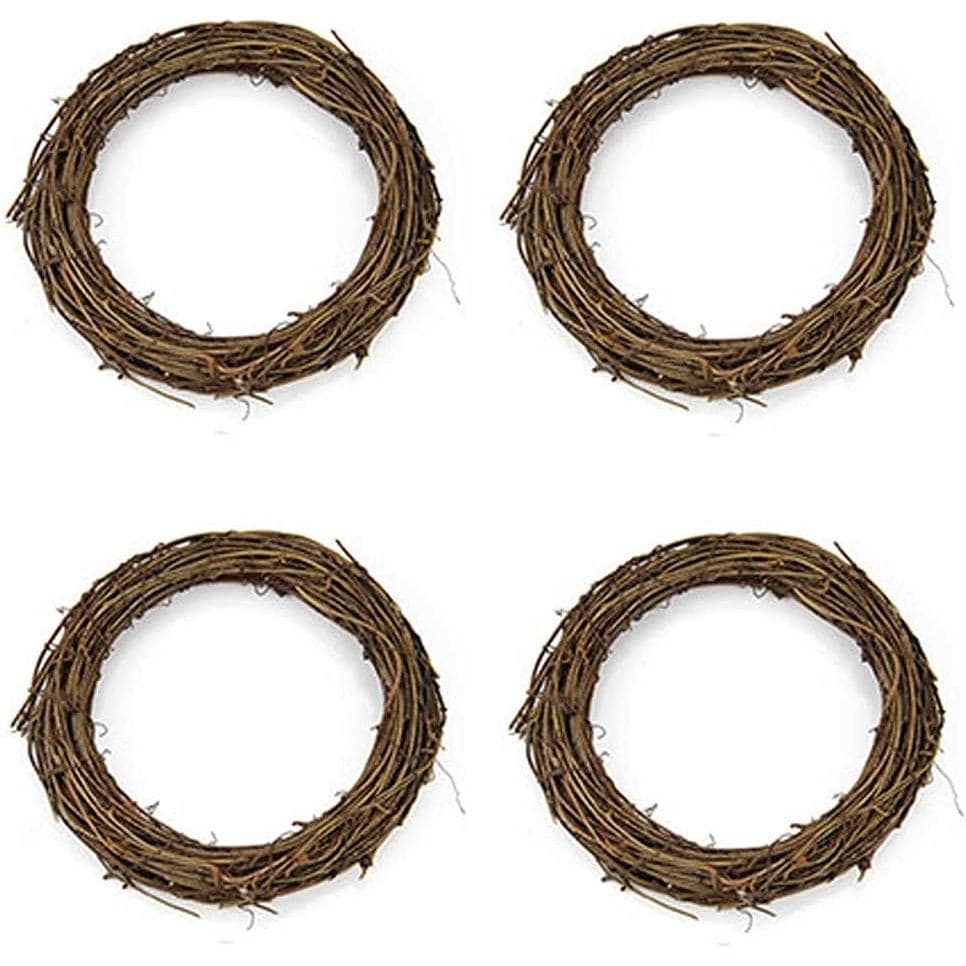 4 Peças de Guirlandas Redondas de Videira de Rattan para Artesanato DIY, Decorações de Festas de Natal e Feriados, Supri