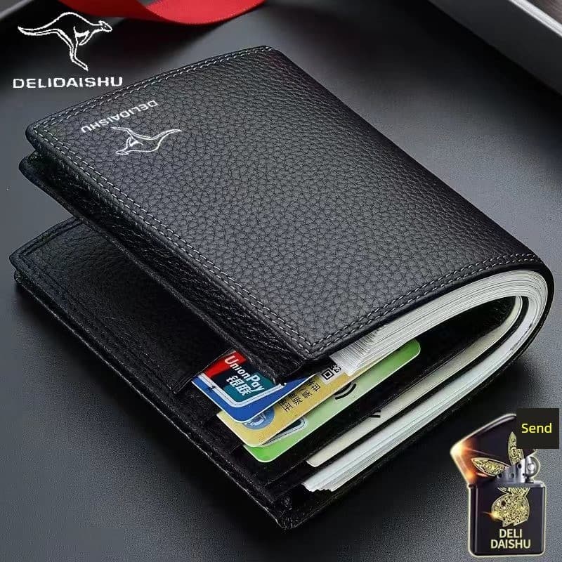 carteira masculina com ziper carteira masculina 2025 novo estilo carteira masculina de couro genuíno curto Multi-função