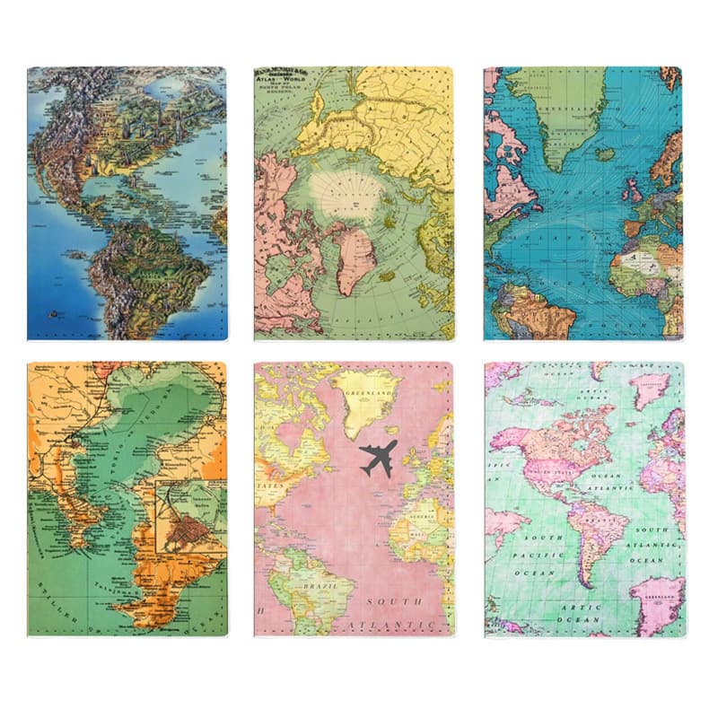 Comércio exterior transfronteiriço mapa do mundo europeu americano multifuncional saco de passaporte impresso titular do