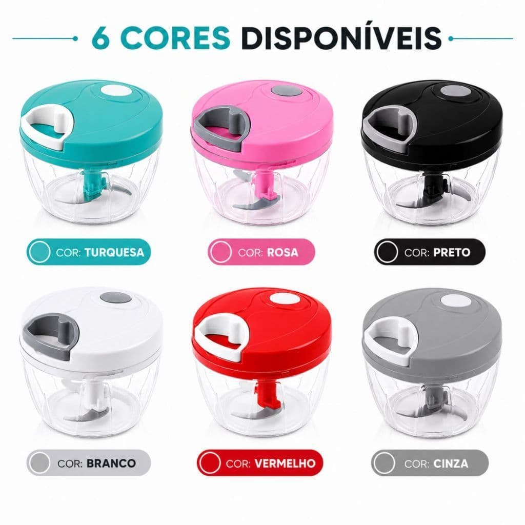 Processador Triturador Alho Alimentos Multiuso Manual 500ML 3 Laminas Portátil