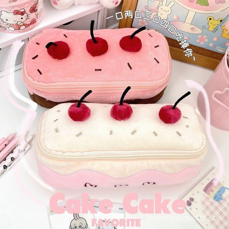 Doce Coreano Cereja Bolo Lápis Caso Para Meninas Bolsa De Maquiagem Estética Ins Kawaii Cosméticos Papelaria Organizador