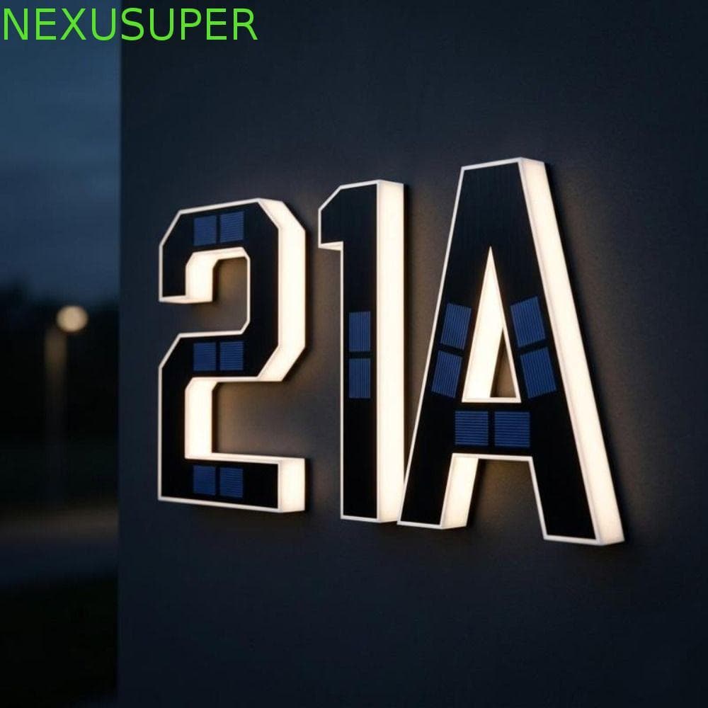 Luz De Números De Casa Com Iluminação Solar NEXUSUPER , À Prova D'água Sem Fiação LED Placa De Número