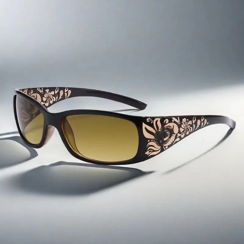 Óculos de sol gatinho estilo coreano Y2K unissex lente colorida strass, proteção UV400 para ciclismo e uso diário