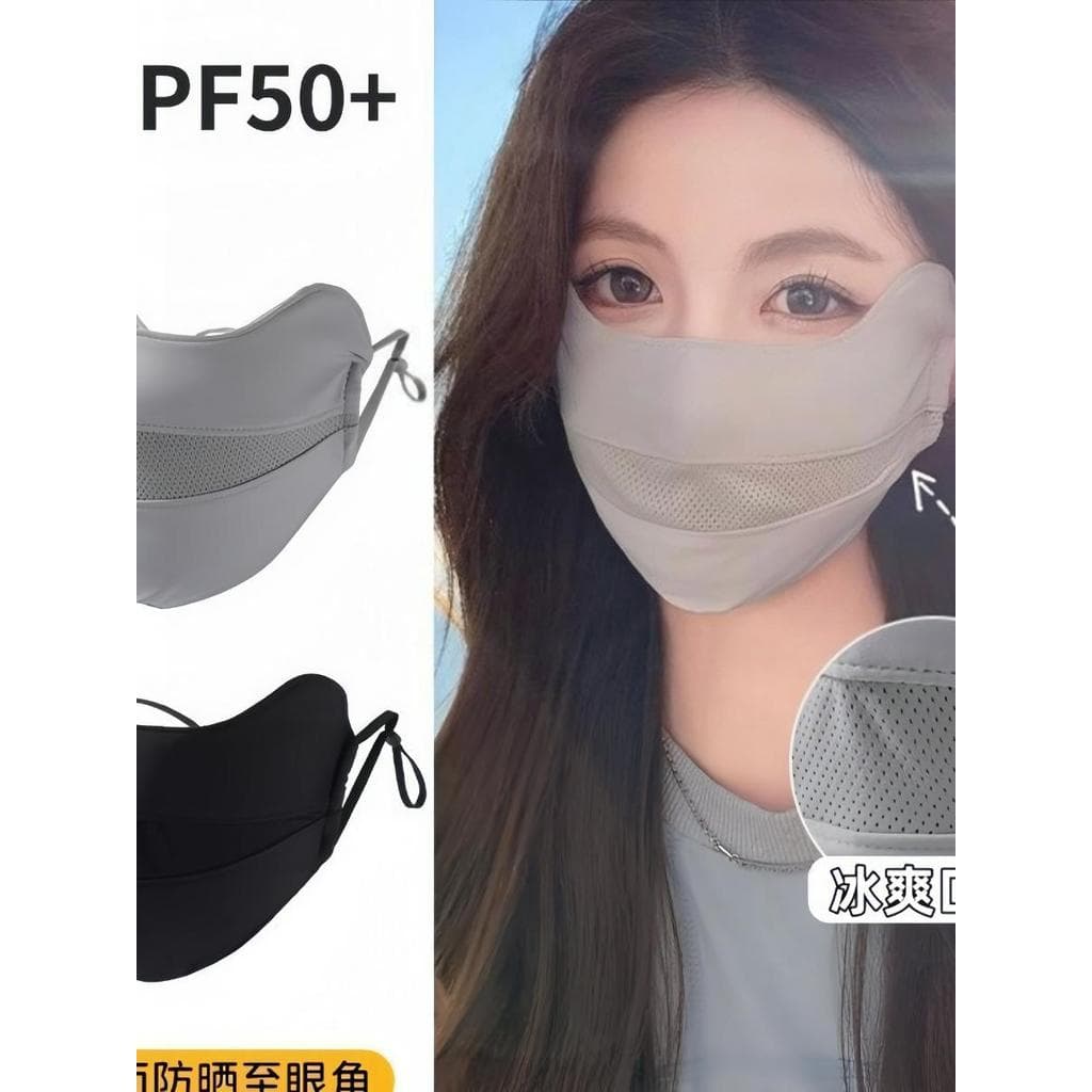 Máscara de proteção solar Proteção solar Capa de seda gelada Rosto cheio Guarda-sol de verão Máscara respirável para mul