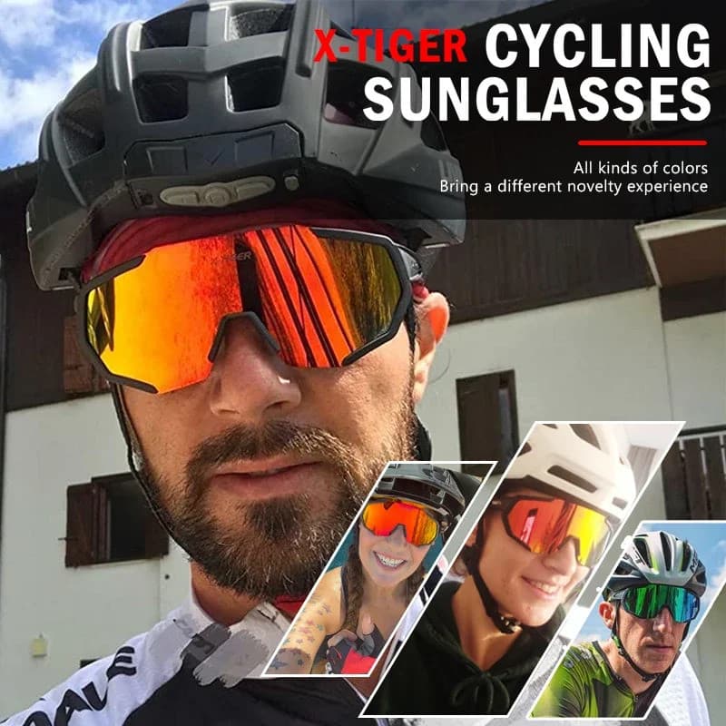Óculos de Ciclismo X-TIGER Polarizados Fotocromáticos, Acompanha Lentes Intercambiáveis para MTB e Bicicleta de Estrada