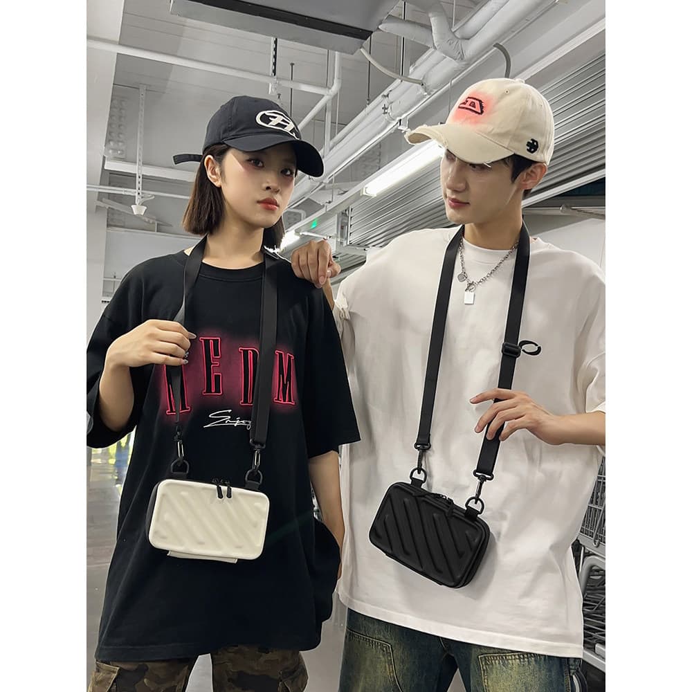 Bolsa de ombro masculina versão coreana moda tendência bolsa mensageiro High-End casca dura pequena bolsa quadrada Stree
