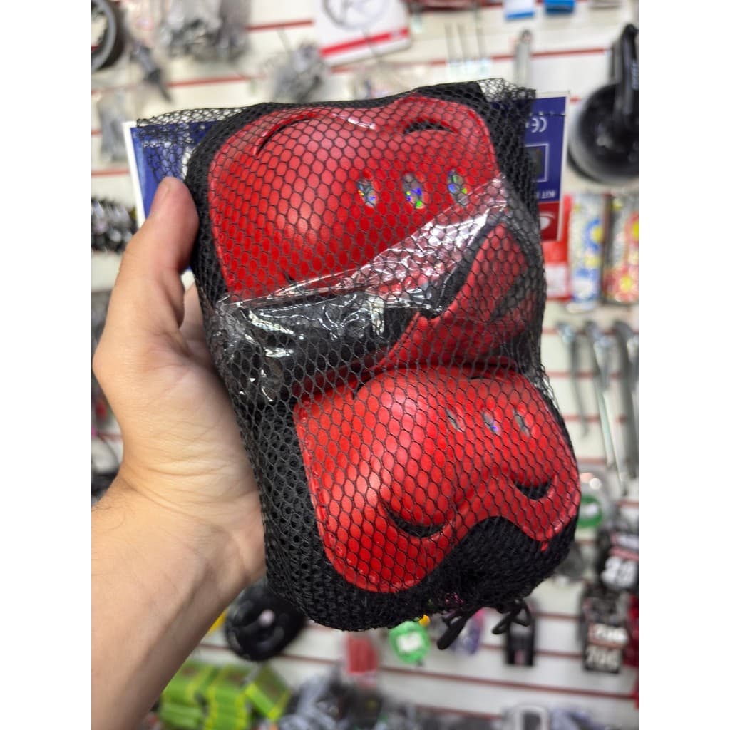 Kit Proteção Infantil CTX Joelheira Cotoveleira Luvas Red