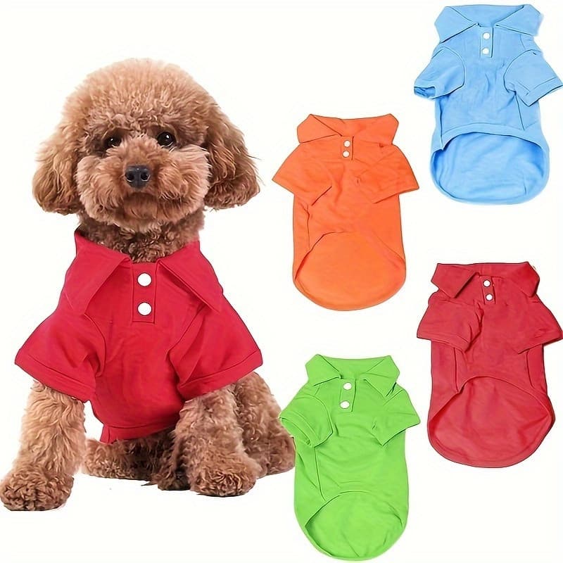 Camisa Polo para Cães/Gatos - Manga Curta, Respirável, com Elástico, Leve para o Verão, Tamanhos S/M/L LRDY