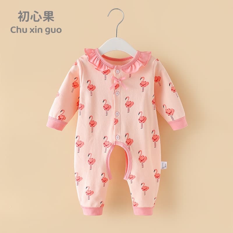 Puro algodão bebê roupas de outono feminino princesa bonito estilo ocidental três meses feminino bebê 0-1 versão coreana