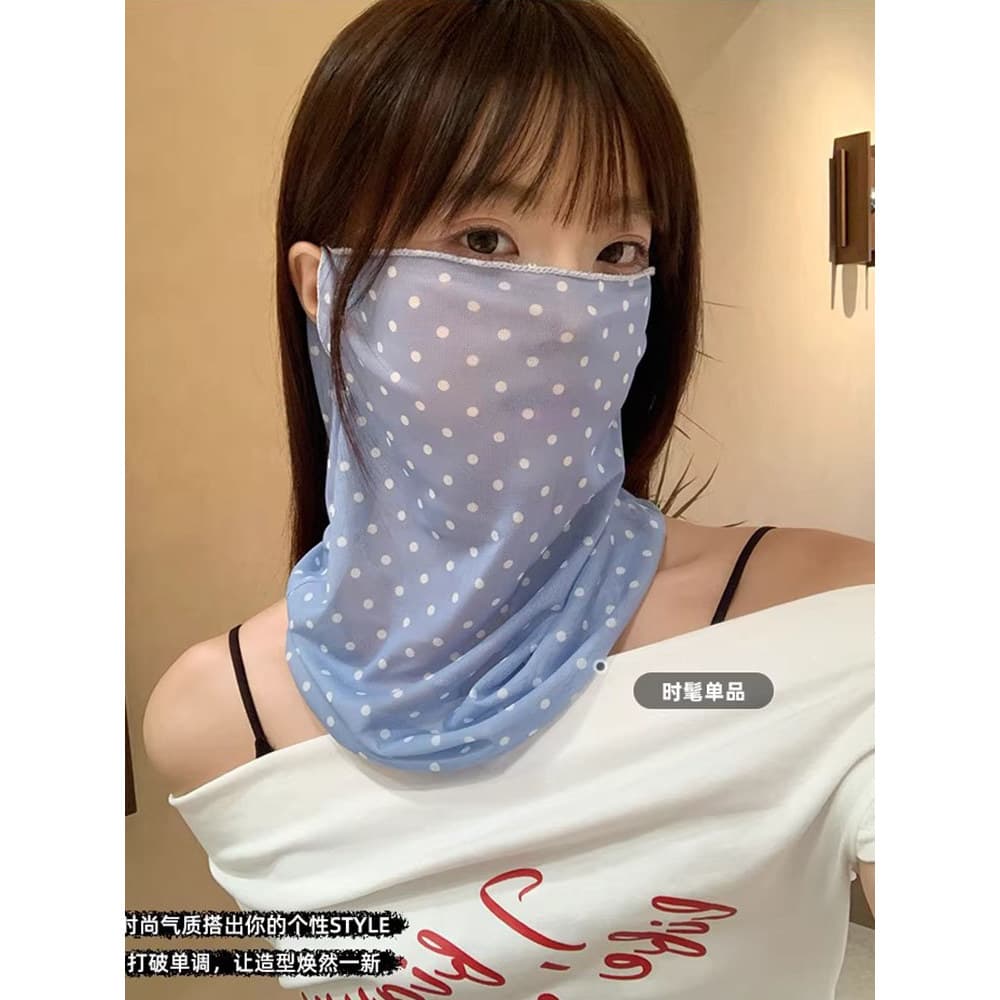 2026 novo estilo versão coreana Polka Dot protetor solar máscara feminina verão Ultra-fino gaze respirável Anti-ultravio