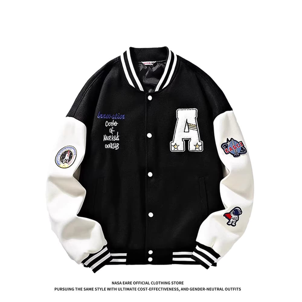 NASAB-EARE Uniforme de beisebol jaqueta masculina primavera outono solto esportes casal jaqueta americana Plus Size Top