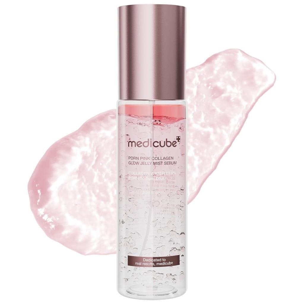 Sérum Jelly Mist da Medicube com Colágeno PDRN Rosa |   Spray Iluminador de Dupla Textura com Niacinamida, Ceramida e Ác