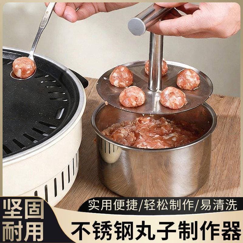Colher de almôndega prensada em aço inoxidável, ferramenta útil para fazer almôndegas domésticas, molde para fritar, col