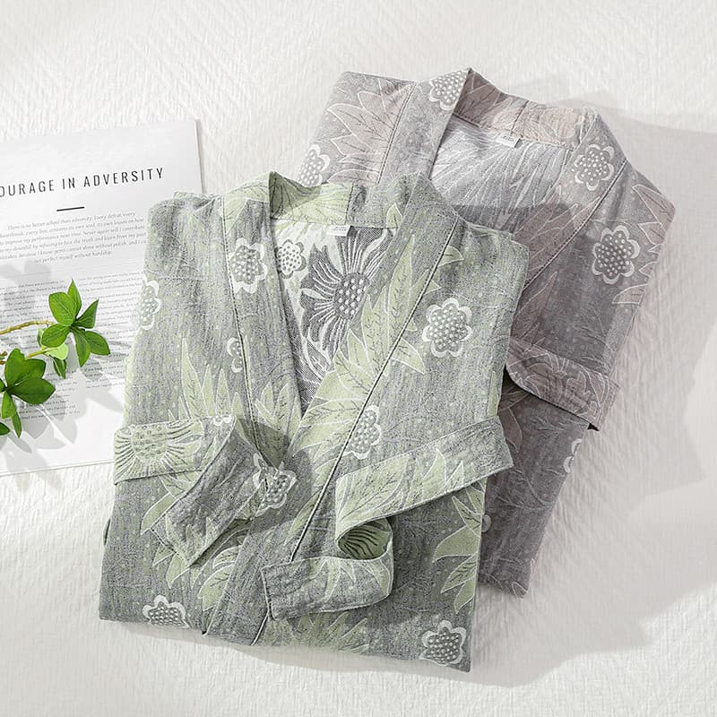 Camisola feminina primavera outono puro algodão quatro estações Universal algodão japonês quimono pijamas High-End verão