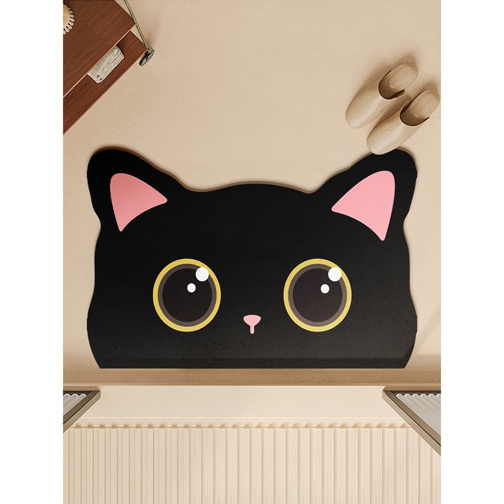 Tapetes antiderrapantes de banho para banheiro, gatos alienígenas, lama de diatomáceas fofa, absorve água, secagem rápid