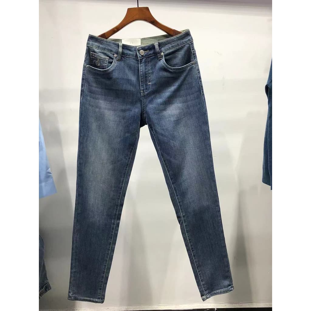 Casa de Feijão!Roupas masculinas de marca!Calça Jeans masculina justa com levantamento de gabinete
