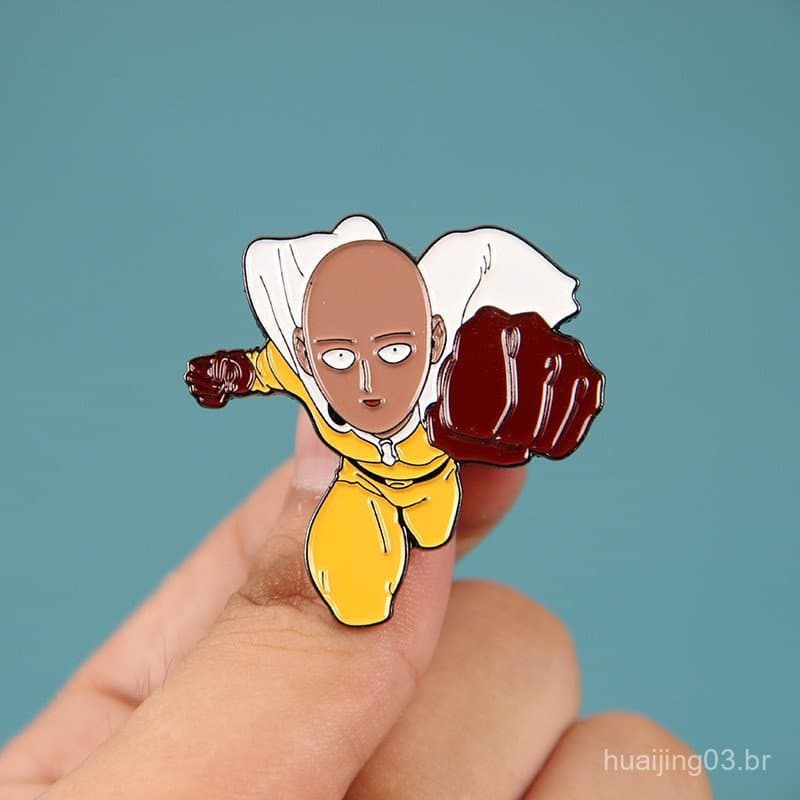 Merchandise de anime One Punch Man Saitama Shigeo, versão animada, broche de metal estilo cartoon, acessório 2D S0IU