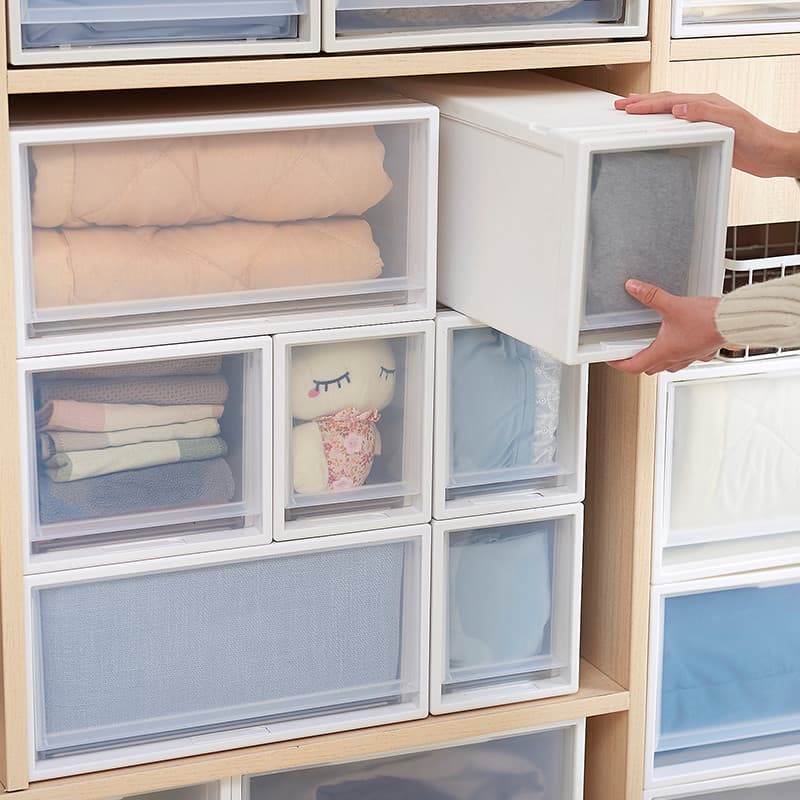 Caixa de armazenamento de roupas multicamadas de plástico Extra grande caixa de armazenamento tipo gaveta transparente c
