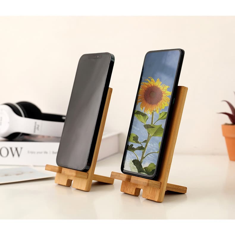 Suporte de bambu para celular, Base de bambu, suporte para carregamento de celular, Tablet, suporte multifuncional
